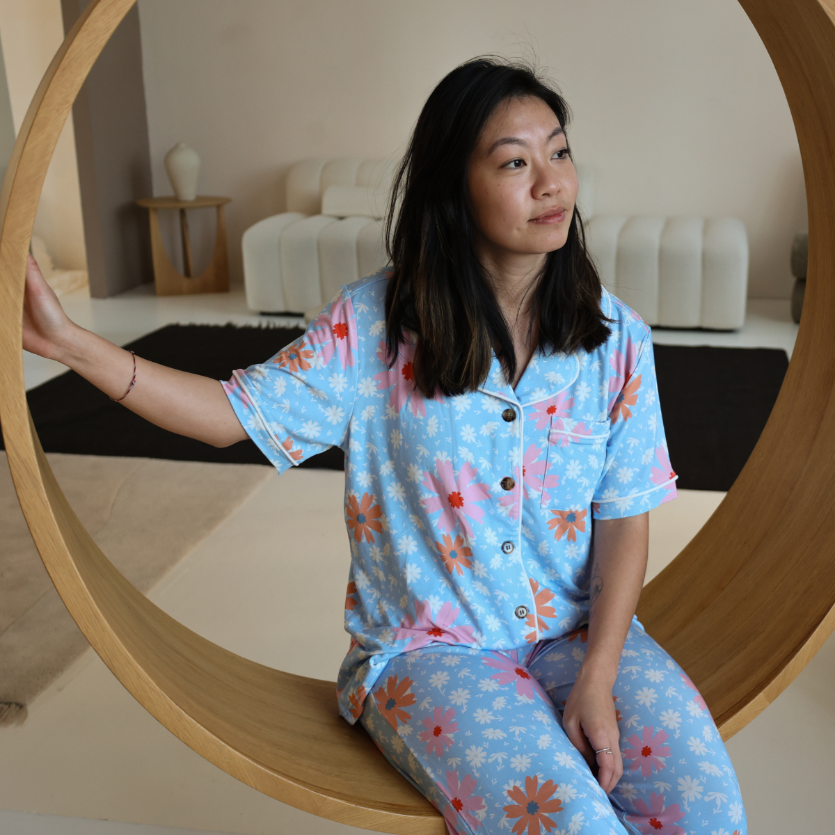 Conjunto largo de pijama de bambú para mujer - Daisy